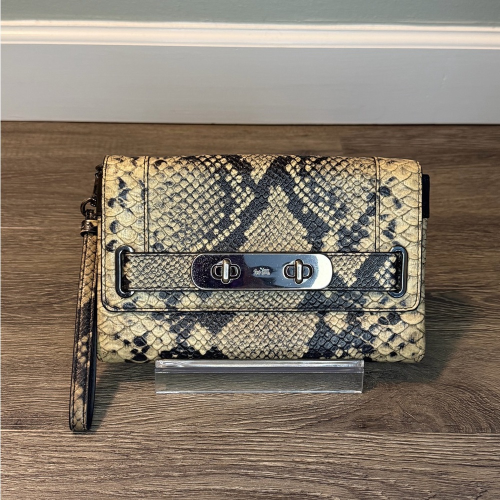 Coach Swagger Embossed Python Clutch - image 1